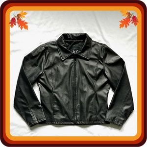 KC Collections Vegan Leather Full Zip Moto Jacket